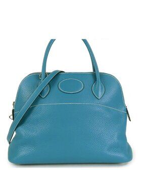 Hermes Bolide 31 Blue Jean Gold Taurillon 2-Way Shoulder Bag